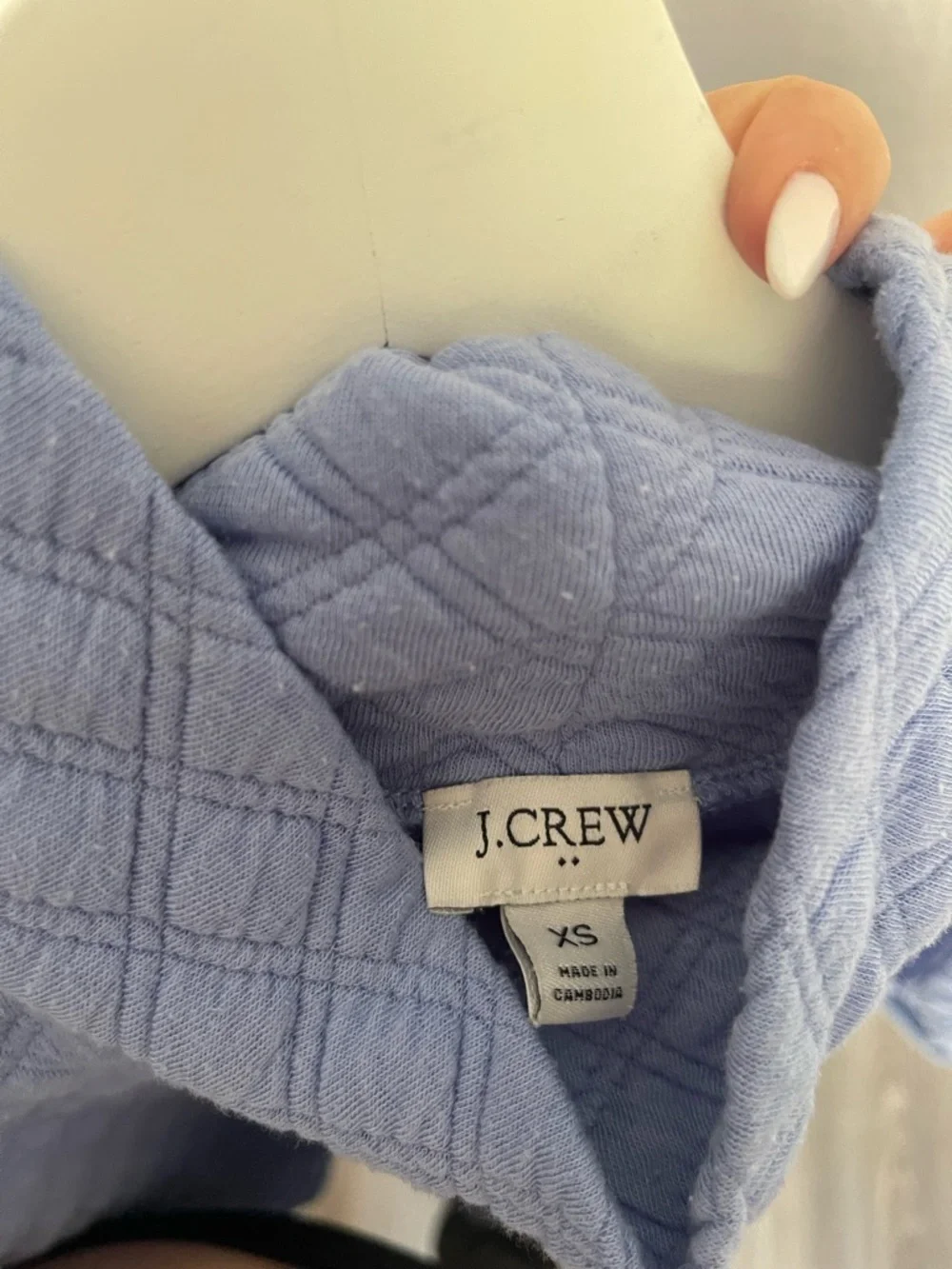 J. Crew Quilted Mockneck Pullover Periwinkle Diamond Knit Sweatshirt Size XS